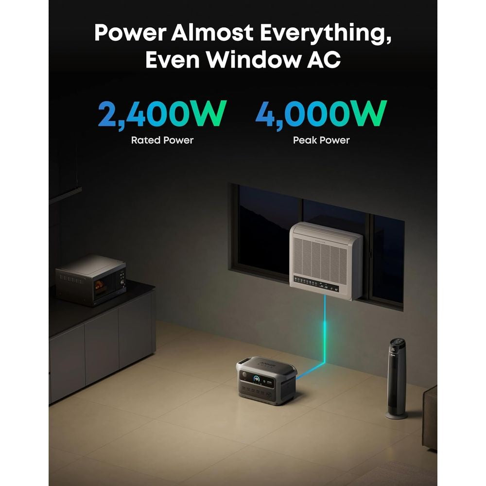 Gerador Solar SOLIX C2000 Gen 2 2400W, Bateria LiFePO4 2048Wh, Carga Completa em 58 Min, Solução de Energia para Casa/Camping