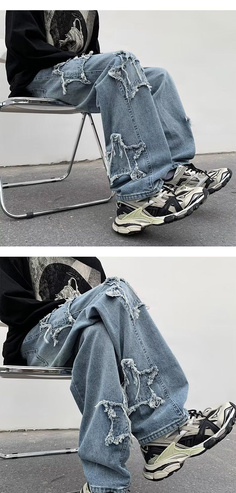 2025 Novas Estrelas da Moda Toalha Bordada Calças Jeans Marrons Masculinas Roupa Y2K Calças Retas Hip Hop de Algodão Pantalon Homme