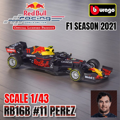 Bburago 1:43 Modelo de Carro de Corrida F1 Réplica em Miniatura Red Bull Mercedes Ferrari Veículo Presente de Natal Brinquedo Infantil para Amigo Menino