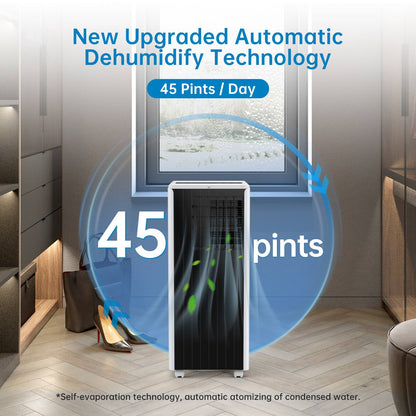 Ar Condicionado Portátil 8000 BTU, Unidade de Resfriamento AC 3 em 1, 2 Velocidades, Timer 24H, Baixo ruído, Instalação rápida para Quarto e Escritório