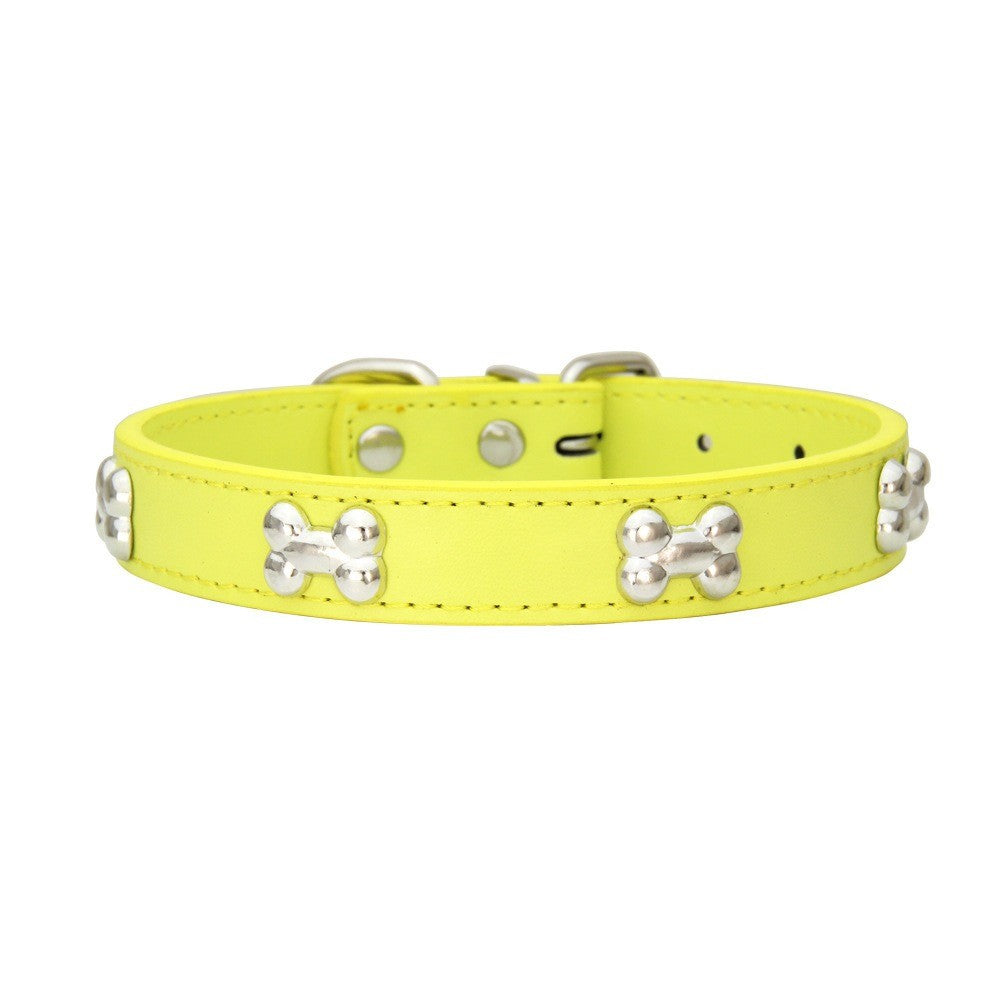 Novas coleiras de couro duráveis para cães, coleiras para filhotes de pug para cães pequenos e grandes, coleira de pescoço GXQ13