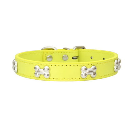 Novas coleiras de couro duráveis para cães, coleiras para filhotes de pug para cães pequenos e grandes, coleira de pescoço GXQ13