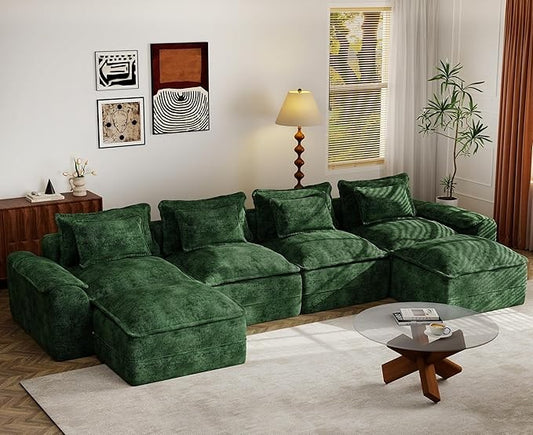 152" Cloud Modular Sectional – U-Shaped 4-Seater Couch with Ottomans, Deep Seat & Removable Cover for Living Room?