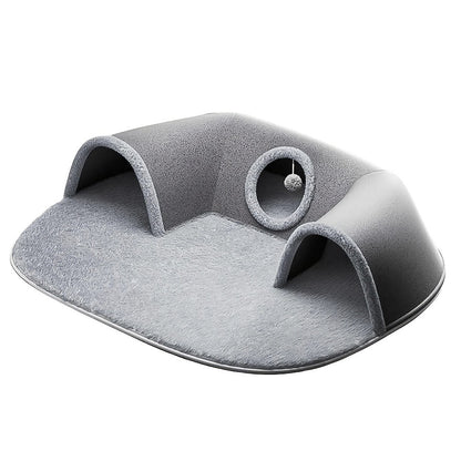Cama Túnel Aconchegante Winte Winte 3 em 1 para Gatos - Tapete de Brinquedo e Ninho Quente Com Base Antiderrapante Para Gatos Pequenos a Médios, Coelhos e Hamsters