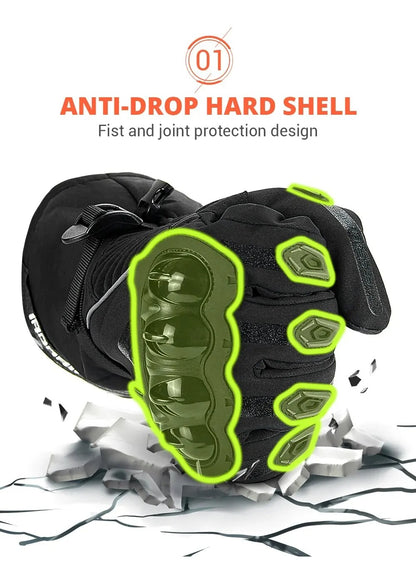 Luvas de Moto de Dedo Inteiro à Prova de Vento para Motoqueiros, Luvas de Moto Impermeáveis com Tela Sensível ao Toque, Luvas de Motocross de Inverno