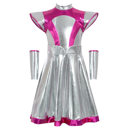 Cyber Alien Laser Reflective Alien Cosplay Dress, Adult and Children's Party Outfit, Including Tentacle Headpiece
