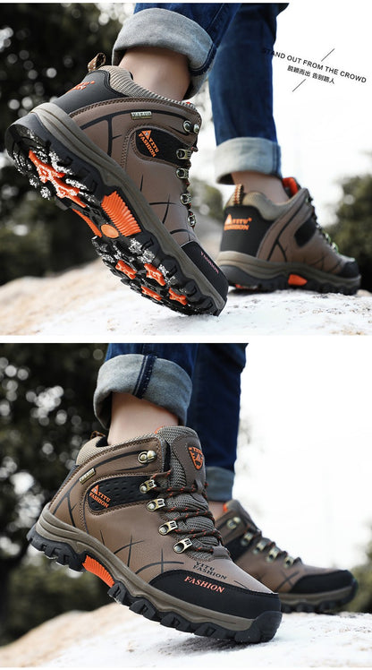 Botas de Neve Masculinas de Inverno Impermeáveis de Couro Tênis Super Quentes Botas Masculinas Botas de Caminhada ao Ar Livre Sapatos de Trabalho Tamanho 39-47