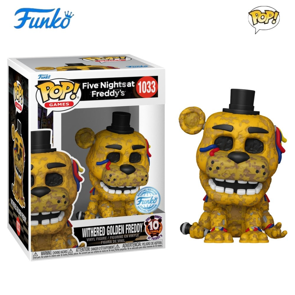 Withered Golden Freddy 1033 Bonecos FUNKO POP Five Nights at Freddy's 3.9inch Figura de Vinil Colecionável Edição Limitada Brinquedo de Presente