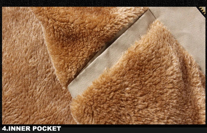 Autumn And Winter New Men's Fashion Aviator Jacket Fleece Thickened Warm Baseball Jacket Solid Color Zipper Large Size Top M-5XL