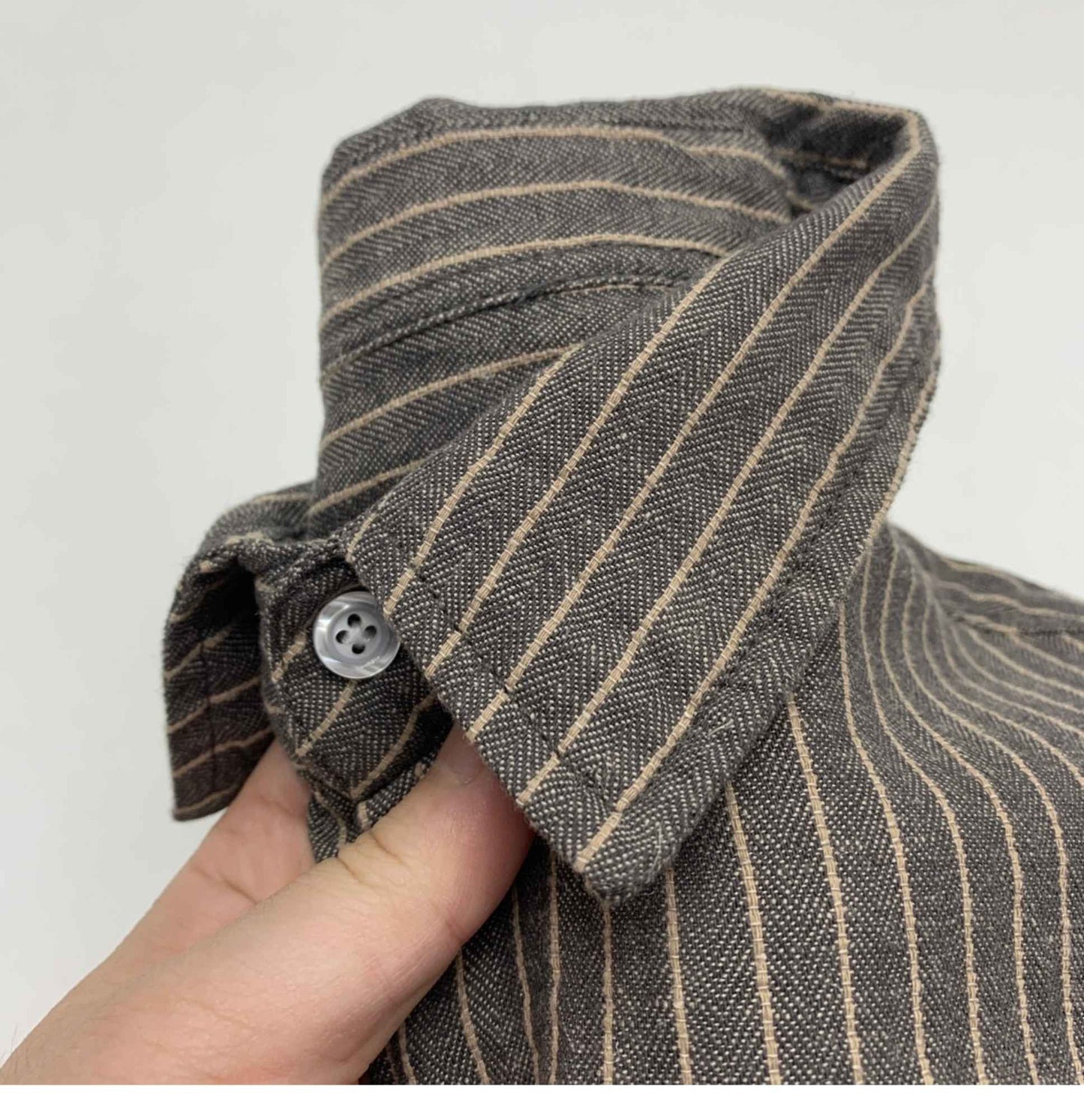 55% Linen 45% Cotton Vintage Striped Shirts for Men American Casual Retro Loose Blouses 2024 Spring Autumn Long Sleeve Male Tops