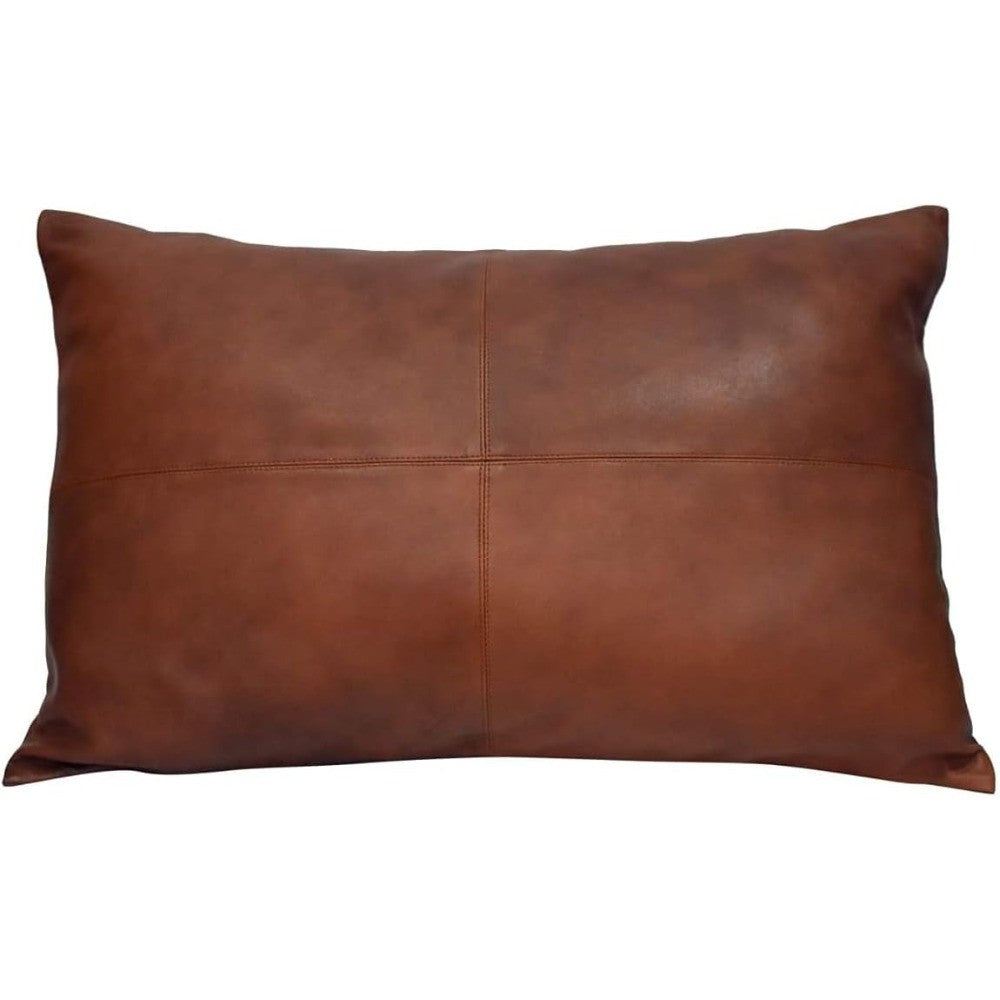 Lambskin Leather Pillow Cover - Dolly Lamb Sofa Cushion Case - Decorative Throw Cover for Living Room and Bedroom, 12x20 Inches