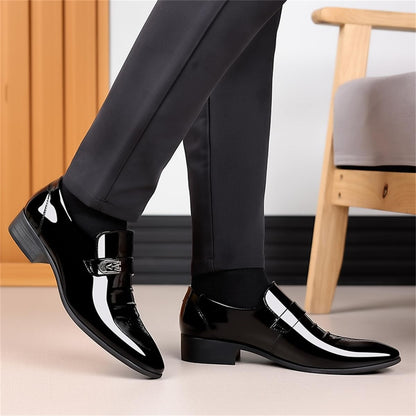 Mens Dress Shoes High Gloss Patent Slip On Loafers Formal Business Oxford Casual Driving Pointed Toe Boat Shoe For Men