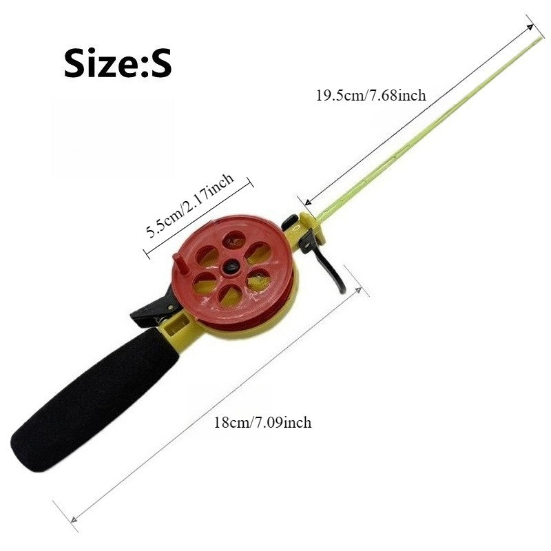 Ackibbik 1pc Vara de Pesca no Gelo com Carretilha/Molinete Haste Mini Vara de Pesca Truta Walleye Perca Acessórios de Pesca no Gelo de Inverno