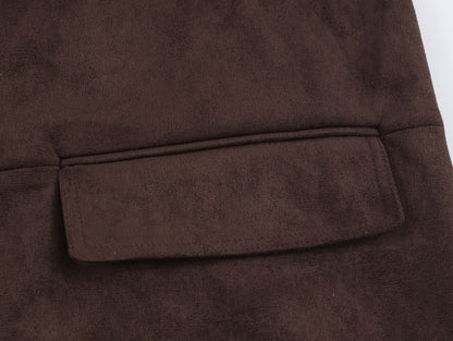 Woman's Commuting Loose Long Coat Lapel Single-breasted Solid Color Long Sleeves Patchwork Overcoat Early Autumn Female Chic Top