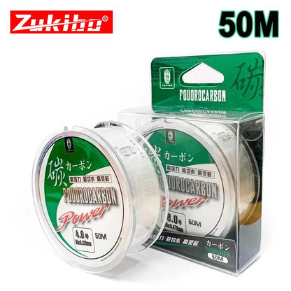 ZUKIBO 50M100M Linha de Pesca 100% Fluorocarbono Fibra de Carbono Japonesa Importada 1-25kg Monofilamento Sinking Line Pesca Marítima