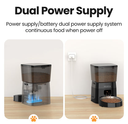 ROJECO Alimentador Automático de Animais de Estimação Versão com Botão Acessórios para Dispenser Automático de Comida para Gatos Alimentador Inteligente para Gatos e Cães Comida Seca