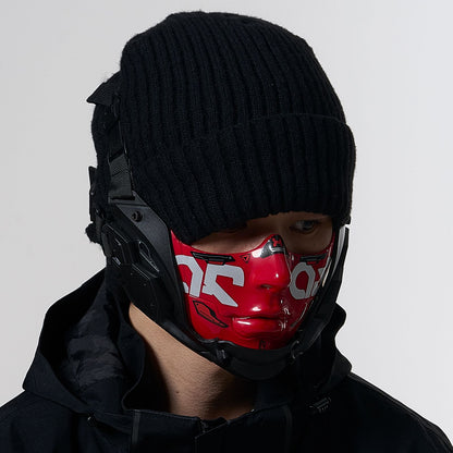 Cyberpunk Half Face Mask Mecha Style Halloween Cosplay Mask Adjustable Straps Breathable Comfort Tactical Streetwear Motorcycle