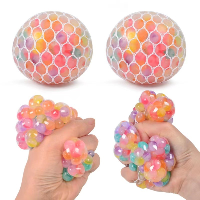 1PC Creative New Decompression And Ventilation Grape Ball Toys Tricolor Colorful Beads Grape Ball Pinch Le Toys