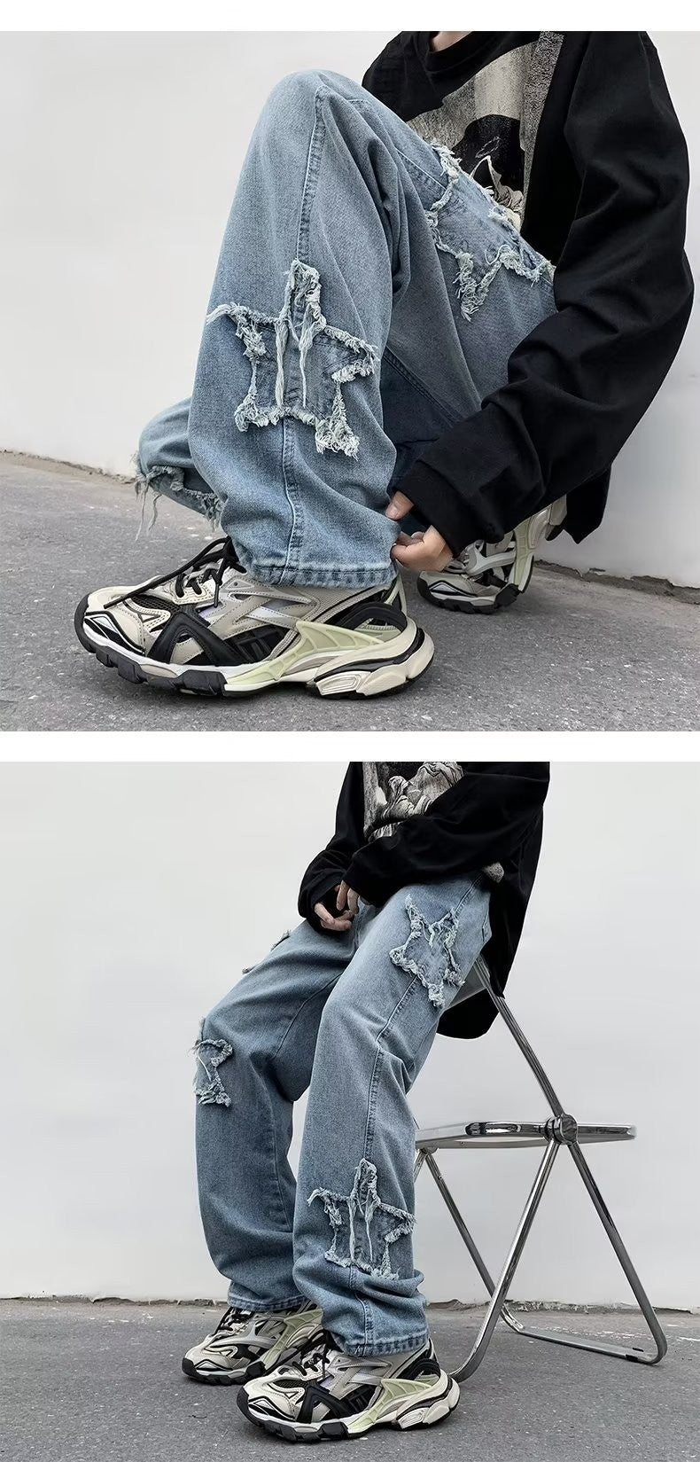 2025 Novas Estrelas da Moda Toalha Bordada Calças Jeans Marrons Masculinas Roupa Y2K Calças Retas Hip Hop de Algodão Pantalon Homme