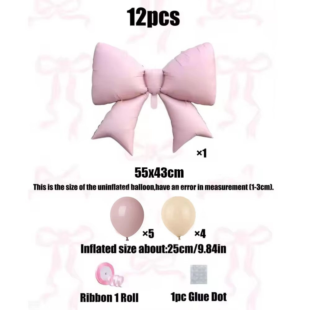 12pcs Decorative Balloons with Pink Bows Suitable for Wedding Decoration Birthdays and Pink Themed Parties Decor Supplies
