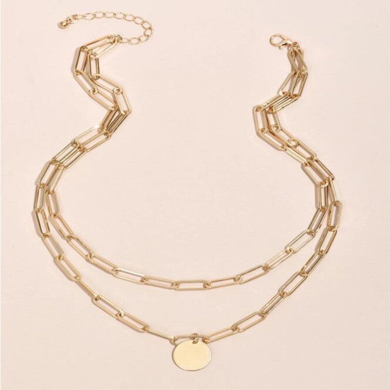 Vintage Round Charm Layered Necklace Women's Jewelry Layered Accessories for Girls Clothing Aesthetic Gifts Fashion Pendant 2024