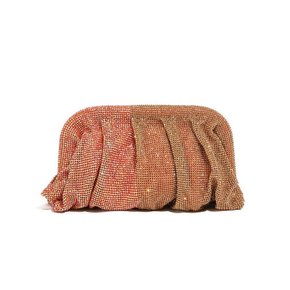 XIYUAN Shinny Ruched Rhinestone Clucth Purse Women Luxury Designer Evening Bags Fashion Party Dinner Handbag Bridal Makeup Bag