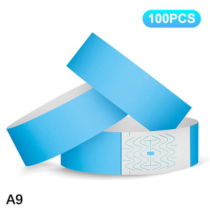 100pcs VIP Neon Paper Bracelets Fluorescent Waterproof Disposable Bracelets Tamper-Proof For Parties, Music Festivals & Events