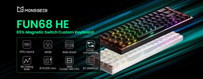 Akko MonsGeek FUN68 FUN60 PRO&MAX  HE Magnetic Keyboard 60% 65% Gaming Keyboards Rapid Trigger 8K Custom Keyboard Gamer Esports
