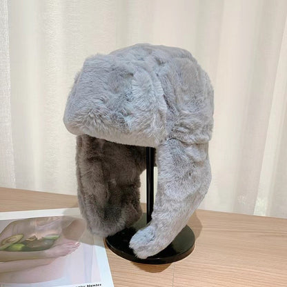 Gorros Femininos de Inverno Quentes e Grossos Estilo Russo, Moda Coreana Ushanka, Chapéu de Aviador com Protetor de Orelha, Chapéu Bomber Feminino Ajustável, Tendência