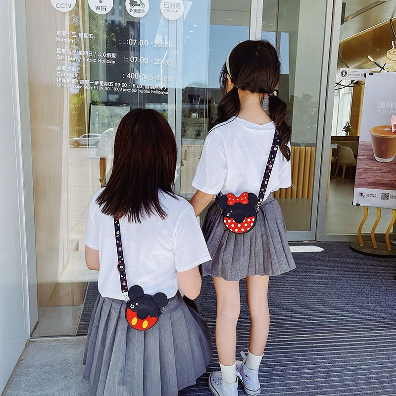 Disney Shoulder Bag Mickey Mouse Cartoon Anime Minnie Mickey Silicone Pocket Pack Crossbody Coin Bag Children's Backpack Gifts