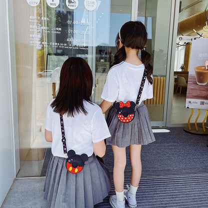 Disney Shoulder Bag Mickey Mouse Cartoon Anime Minnie Mickey Silicone Pocket Pack Crossbody Coin Bag Children's Backpack Gifts