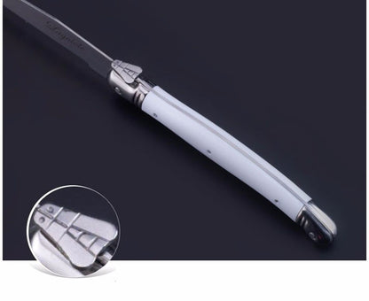 Conjunto de Facas de Churrasco Laguiole em Aço Inoxidável 6/7 Peças, Facas de Churrasco com Suporte de Madeira, Faca de Jantar de Aço, Conjunto de Talheres Coloridos de Natal