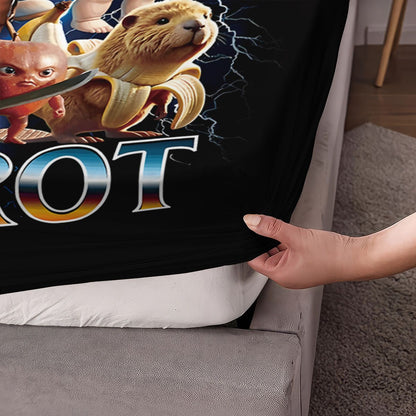 Cartoon ai Brainrot Tung Tung Sahur Team Fitted Sheet Print coreless Fitted Sheet Set Soft Bedspread Bedroom Bedding Decoration