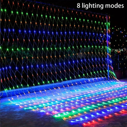 LED Mesh String Lights, 3mX2m String Lights with 8 Modes, European Plug Christmas Outdoor Lights Mesh Fairy Light Garland