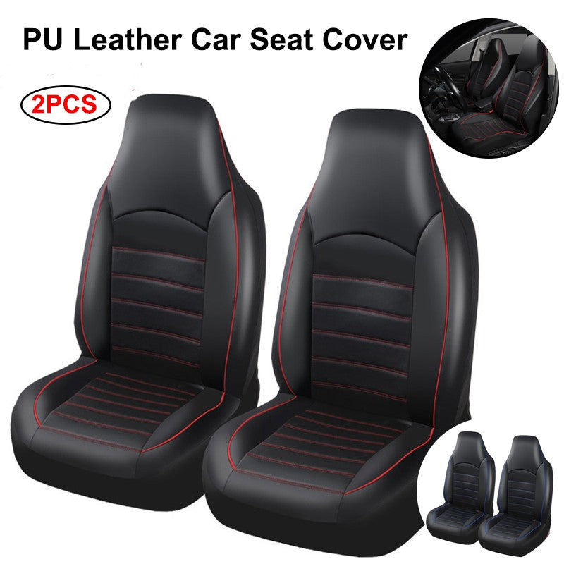 2pcs Universal PU Leather Car Full Seat Cover High Rear Bucket Seat Cover Suitable For Most Car Truck SUV Seat Accessories