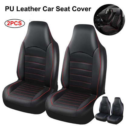 2pcs Universal PU Leather Car Full Seat Cover High Rear Bucket Seat Cover Suitable For Most Car Truck SUV Seat Accessories