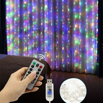 3/9M USB LED Curtain 8Modes Remote Control String Lights Holiday Wedding Fairy Garland Lights For Bedroom Living Room Decor