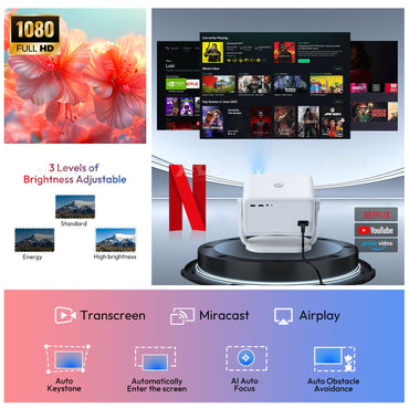 XGODY A6/N6 Projector Netflix Official Voice Control 500-600 ANSI Android 4K Beamer Native 1080P FHD WiFi Home Theater