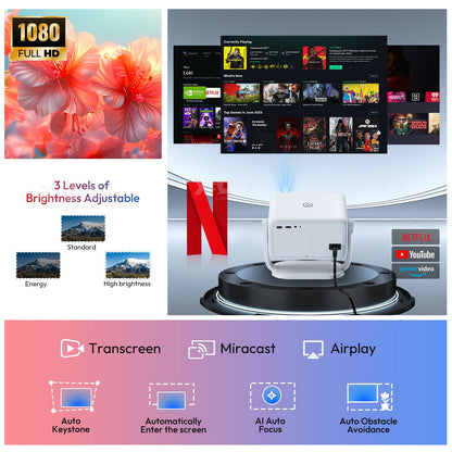 Projetor XGODY A6/N6 Netflix Oficial Controle de Voz 500-600 ANSI Android 4K Beamer Nativo 1080P FHD WiFi Home Theater