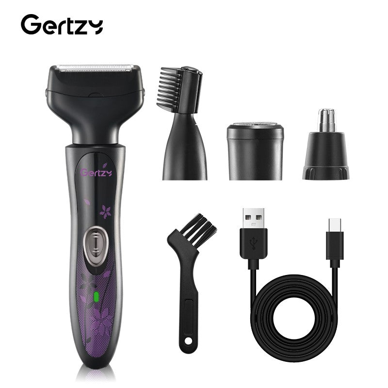 USB four in one electric shaver - suitable for face, nose, legs, armpits, painless trimmer - portable beauty toolkit