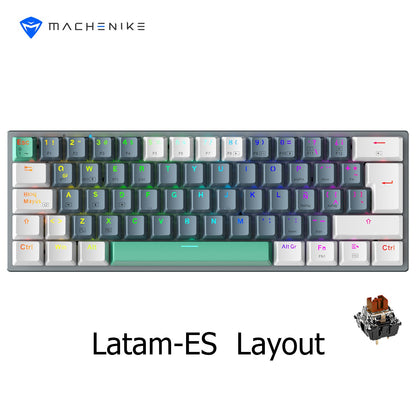 Teclado Mecânico Machenike K500-B61W Tri-mode 60% ANSI Latam-ES Sem Fio Hot-swap para Jogos para PC Gamer