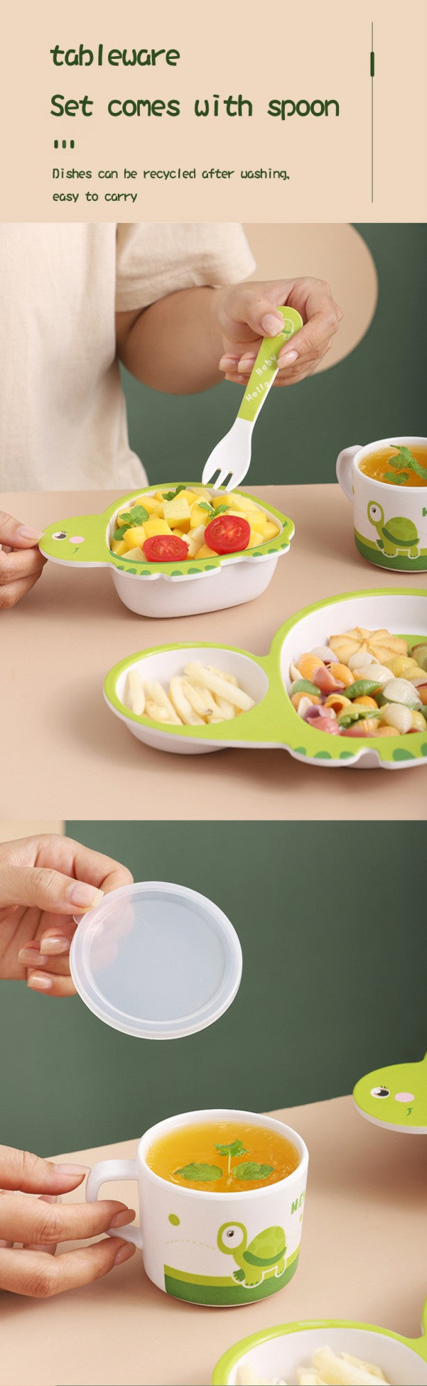 Kids Cups Set Natural Bamboo Fiber Baby Cup Toddler Water Suit Cartoon Animal Cute Creative Children Cup Daily Use Cups