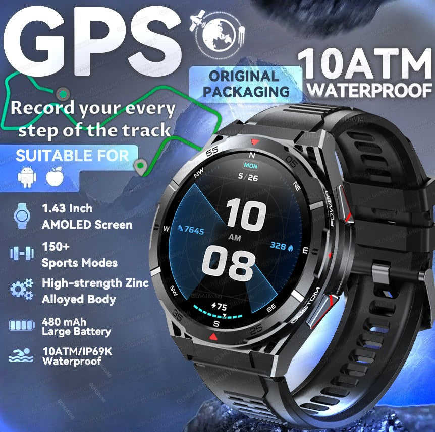 2025 AGPS New Men Smart Watch DIgital Military Sport Electronic Bluetooth 10 ATM Waterproof Diving Original Bracelet