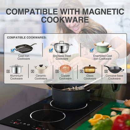 Commercial Built-In 2 Plates Electric Stove Induction Cooker Infrared Cooker Touch Screen Double Cooker Burner Induction Cooktop