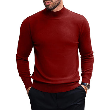 Animal Game Men's Turtleneck Pullover Winter Knit Sweaters Business Jumper Stretch Stand Collar Work Jumper Woolen Cold Blouse