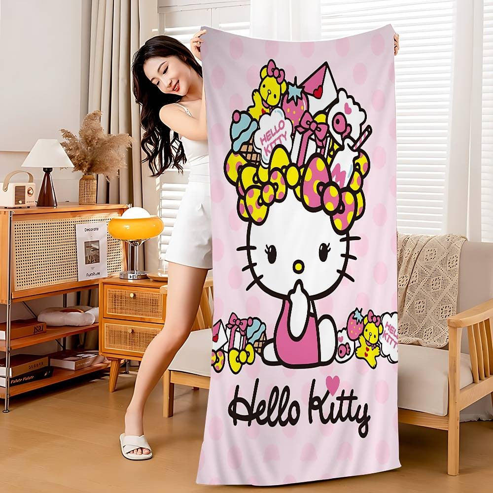 Kawaii H-Hello Kitty Microfiber Beach Towel Absorbent Quick Dry Soft Yoga Swimming Resort Mountain Climbing Towel