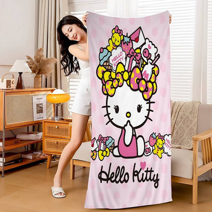 Kawaii H-Hello Kitty Microfiber Beach Towel Absorbent Quick Dry Soft Yoga Swimming Resort Mountain Climbing Towel