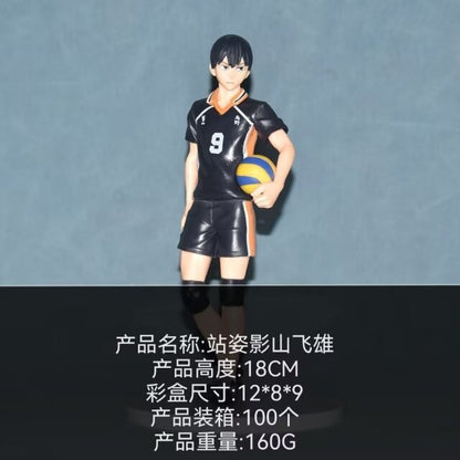 26CM Anime Haikyuu Tobio Kageyama Shoyo Hinata Figura Competição Nacional Pose de Salto na Rede 1/8 Modelo Brinquedo Presente Figura de Ação