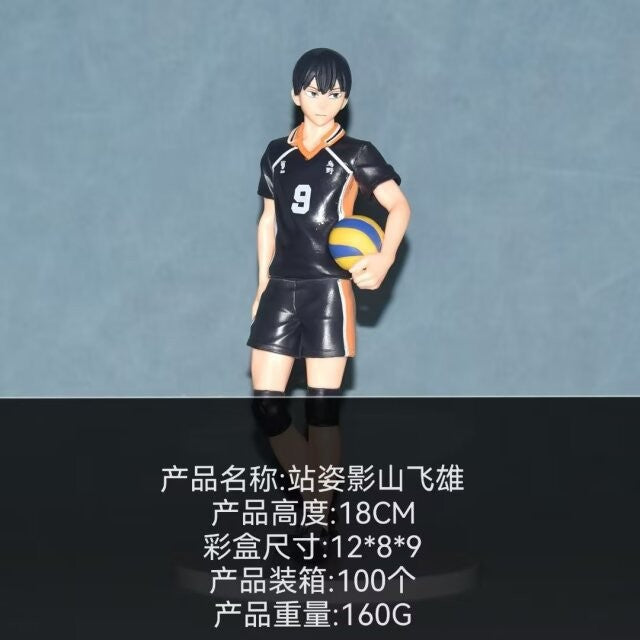 26CM Anime Haikyuu Tobio Kageyama Shoyo Hinata Figura Competição Nacional Pose de Salto na Rede 1/8 Modelo de Brinquedo de Presente Figura de Ação