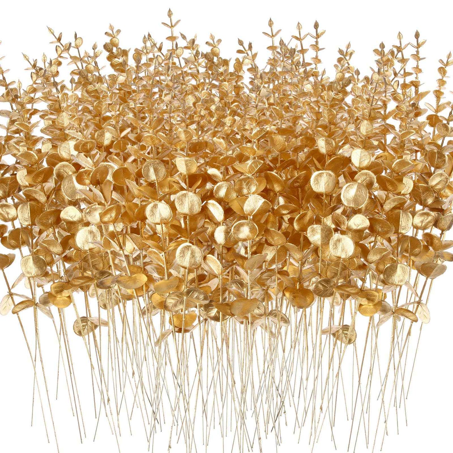 15pcs Artificial Eucalyptus Stems Gold Faux Eucalyptus Branch Wedding Bouquet DIY Decor Home Party Table Christmas Decorations